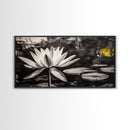 Lotus Flower, Black and White Botanical Art, Zen Wall Decor, Nature Painting, Minimalist Canvas Print, Bedroom Meditation Art