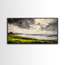 Seaside Serenity, Stormy Ocean, Beach Wall Art, Nature Inspired Decor, Moody Coastal Scene, Yellow Grass, Living Room Artwork, Canvas Print