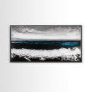 Ocean Horizon, Moody Seascape, Black and White Waves, Framed Canvas Print, Modern Coastal Wall Art, Beach House Decor, Minimalist Art