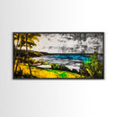 Tropical Paradise, Ocean Landscape, Coastal Wall Art, Framed Canvas Print, Beach House Decor, Living Room Art, Modern Nautical Art