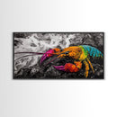 Rainbow Lobster, Colorful Crustacean, Bold Marine Art, Framed Canvas Print, Kitchen Decor, Vibrant Wall Art, Nautical Statement Piece