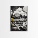 Cabin Reflection, Rustic Home Art, Log House Painting, Tranquil Lake, Country Home Wall Decor, Framed Canvas Print, Nature Lover Gift