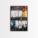 Urban Window, Abstract City Art, Modern Minimalist Wall Decor, Black and White Industrial, Rustic Texture, Canvas Print, Home Office