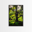 Majestic Tree, Forest Green, Nature Inspired, Framed Canvas Print, Botanical Wall Art, Office Wall Decor, Boho Landscape