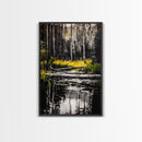 Forest Reflection, Black and White Landscape, Rustic Home Art, Nature Inspired Painting, Cabin Wall Decor, Framed Canvas Print