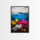 Coral Reef Print, Underwater Ocean Art, Coastal Wall Decor, Vibrant Marine Art, Nautical Wall Art, Beach House Decor, Framed Canvas Print