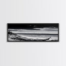 Black and White Beach, Coastal Wall Art, Modern Seascape, Minimalist Art, Monochrome Print, Framed Canvas Print, Bedroom Decor
