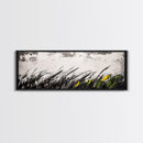 Grassy Field Painting, Minimalist Art, Nature Inspired, Modern Wall Decor, Black and White Art, Framed Canvas Print, Office Wall Art