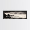 Misty Forest, Black and White Landscape, Minimalist Art, Large Wall Decor, Living Room Wall Art, Framed Canvas Print, Rustic Home Decor