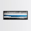 Tranquil Beach, Ocean Horizon, Black and White Art, Coastal Landscape, Framed Canvas Print, Modern Home Decor, Office Wall Art