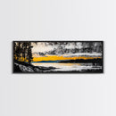 Sunset Reflection, Golden Lake, Nature Art, Framed Canvas Print, Modern Landscape, Large Wall Art, Living Room Decor, Rustic Style