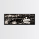 Pelican Reflection, Black White, Wildlife Art, Canvas Print, Nature Wall Art, Coastal Home Decor, Bird Lovers Gift, Monochrome Photography