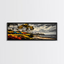 Tropical Beach, Palm Trees Art, Coastal Canvas Decor, Vibrant Ocean Art, Colorful Landscape, Living Room Wall Art, Framed Canvas Print
