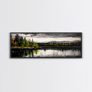 Lake Reflection, Mountain Trees, Framed Canvas Print, Serene Landscape Art, Large Nature Wall Art, Tranquil Home Decor, Bedroom Wall Art