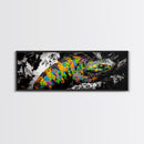 Colorful Snake, Psychedelic Reptile Art, Nature Painting, Wildlife Print, Vibrant Scales, Unique Wall Decor, Framed Canvas Print