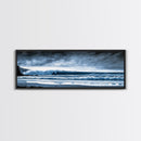 Ocean Wave, Moody Seascape, Blue Water Art, Stormy Sky, Coastal Home Accent, Surfer Decor, Minimalist Wall Art, Canvas Print