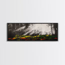 Sunlit Forest, Nature Pathway, Woodland Wall Art, Framed Canvas Print, Autumn Landscape Painting, Cozy Cabin Decor, Rustic Home Art