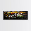 Rocky Shoreline, Wildflowers, Coastal Landscape, Framed Canvas Print, Autumn Beach Scene, Rustic Nature Painting, Entryway Wall Art