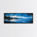 Blue Horizon, Twilight Seascape, Tranquil Beach Wall Art, Canvas Print, Calming Coastal Painting, Bedroom Relaxation Decor, Ocean Serenity