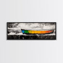 Vibrant Boat, Nautical Art, Abstract Seascape, Colorful Wall Art, Living Room Art, Coastal Home Decor, Framed Canvas Print