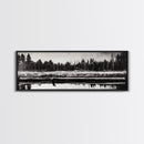 Monochrome Forest, Black and White, Nature Wall Art, Minimalist Landscape, Serene Art, Woodland Scene, Framed Canvas Print, Bedroom Wall Art