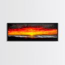 Sunset, Ocean, Waves, Canvas Print, Vibrant Sunset Wall Art, Beach House Decor, Coastal Painting, Living Room Art, Boho Aesthetic, Seascape