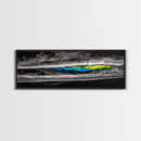 Black, White, Wave, Framed Canvas Print, Surf Wall Art, High Contrast Ocean Scene, Modern Coastal Decor, Contemporary Wave Painting, Monochrome
