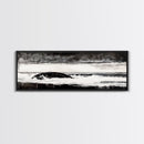 Ocean Wave, Moody Seascape, Black and White Art, Framed Canvas Print, Stormy Water, Coastal Home Decor, Nautical Wall Art, Large Statement Piece