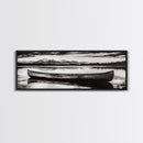 Mountain Reflections, Canoe Art, Wilderness Wall Decor, Canvas Print, Black and White Landscape, Lake House Art, Rustic Cabin Art