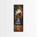 Tropical Archway, Retreat Painting, Framed Canvas Print, vibrant Mediterranean garden, doorway wall art, boho home décor, living room