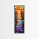 Sunset, Vibrant, Tropical, Sky - Framed Canvas Print, Colorful Beach Wall Art, Bold Living Room Decor, Coastal Sunset Summer Vibes Painting