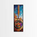 Frying, Pan, Fruit, Flowers, Framed Canvas Print, Kitchen wall decor, farmhouse fall art, rustic home accent, colorful culinary still life