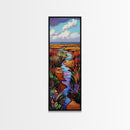 Wildflower, Marsh, Coastal, Path, Framed Canvas Print with golden autumn grasses, colorful marshland, farmhouse entryway wall decor