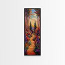 Forest Trail, Autumn Trees, Vibrant Nature Pathway, Fall Wall Art, Whimsical Landscape Style, Entryway Decor, Canvas Print