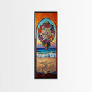 Sunset Beach, Mandala, Coastal Archway Framed Canvas Print, Boho Ocean Wall Art, Vibrant Entryway Decor, Spiritual Coastal Style