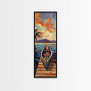 Tropical Boat Sunset Painting, Canvas Print coastal boat art, Caribbean vibe, boho beach house decor, entryway or bathroom wall piece