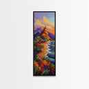 Desert Bloom, Cactus Garden, Colorful Mountain Art, Framed Canvas Print, Vibrant Southwestern Wall Decor, Fall Living Room Accent