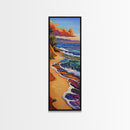 Rainbow Beach, Shoreline, Waves, Framed Canvas Print, abstract seascape, boho coastal art, modern living room beach wall decor