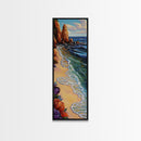 Shoreline Flowers, Ocean Tranquil, Framed Canvas Print, Coastal floral art, beach house decor, modern boho, bedroom wall art
