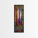Redwood Forest, Pathway, Serenity - Framed Canvas Print, majestic tall trees art, calming woodland wall décor, rustic cabin or den decor
