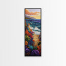 Ocean Waves, Coral Sunset, Canvas Print, Coastal living room wall art, colorful seascape painting, underwater reef design, tropical beach vibe