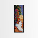 Garden Flowing, Flowers Path, Framed Canvas Print, floral hallway wall art, textured painting, boho botanical decor, whimsical home accent