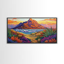 Mountains Waves, Path, Sunset Landscape Canvas Print, Colorful Nature Wall Art, Southwest Bedroom Decor, Autumn Art Style