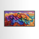 Blanket Desert, Colorful, Framed Canvas Print, Vibrant Serape Blanket Art, Southwestern Boho Wall Decor, Fall Entryway Art