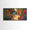 Jungle Cove, Bright, Canvas Print, Lush tropical jungle path to sea, Dining Room Wall Art, nature artwork, bohemian coastal print