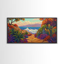 Ocean Path, Sunset, Nature, Canvas Print vibrant coastal wall art, autumn cactus decor, tropical landscape painting, entryway art