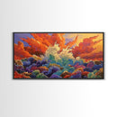 Waves Sunset, Abstract, Framed Canvas Print, Bold Ocean Explosion Art, Colorful Modern Wall Decor, Coastal Vibe Art Piece