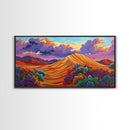 Sand Mountain, Clouds Sunset, Canvas Print, vibrant desert, mountain landscape, dusk dramatic sky, Autumn Decor, Boho Living Room