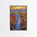 Ocean Tidepool, Rainbow, Shoreline, Canvas Print vivid shoreline tidepool painting, colorful abstract coastal artwork, ocean bathroom wall art