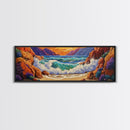 Ocean Wave, Rocky Coast, Vibrant Sunset, Nature Seascape, Framed Canvas Print, Coastal Wall Art, Beach Bathroom Decor, Colorful Seascape Art